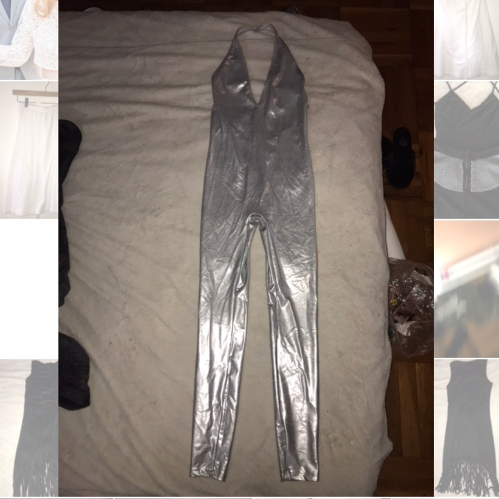 Silver body suit